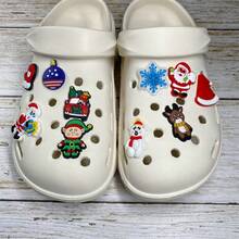 1套10件雪人和馴鹿卡通圖案鞋飾扣,適用於聖誕禮物,自由組合diy裝飾 - 彩色 - 查看 6