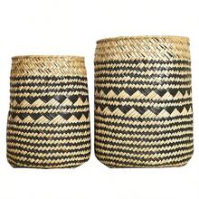 1pc 黑色条纹北欧风格手工创意工艺植物仿花花瓶，桌面个性海草编织花篮，园艺花盆，节日礼品包装干花插花装饰盆，房间装饰花篮插花工具，适用于家居陈列装饰桌面、浴室、卧室、客厅、厨房、办公室、展示、分类和多功能杂物筒收纳篮 - 彩色 - 查看 8