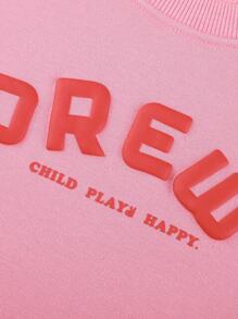 Annil Bộ quần áo thể thao thường ngày cổ tròn dài tay mùa đông cho bé trai và bé gái 2 món màu đen hồng - Hồng - Xem 4