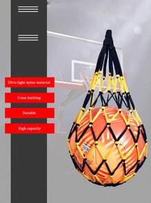 2pcs Mesh Bag For Basketball, Football Storage, Multifunctional Handmade Woven Net Bag, With Heavy Duty Nylon String, Ball Bag, Storage Pouch, Portable Bag - Black and white basketball bag - View 4