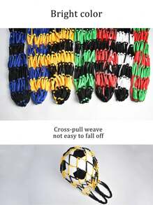 2pcs Mesh Bag For Basketball, Football Storage, Multifunctional Handmade Woven Net Bag, With Heavy Duty Nylon String, Ball Bag, Storage Pouch, Portable Bag - Black and white basketball bag - View 5