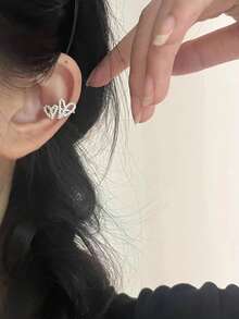 1pair 2024 Spring Recommended European And American Classic Non-Piercing Ear Clip. Suitable For Women To Wear In Festivals/Parties/Banquets/College/Business/Casual Occasions - One arrow, two hearts, pierced ear clips - View 11