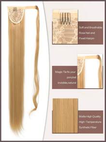 Long Straight pony tails hair extensions 24inch 32 Inch Synthetic Hairpiece hair patch Dark Brown Wrap Around Hair Extension