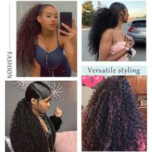 Extensión De Cola De Caballo Rizado Con Cordón Sylhair Para Mujeres Africanas, Piezas De Cabello Rizado Afro Sintético Resistente Al Calor