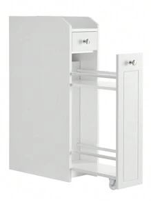 Badezimmerschrank klein, Badschrank schmal, Kleiner Schrank für Toilettenpapier, Toilettenschrank mit Schubladen, Aufbewahrungsschrank stehend, für kleine Räume, weiß BBCDE847P31 - Weiss - Übersicht 2