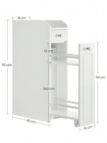 Badezimmerschrank klein, Badschrank schmal, Kleiner Schrank für Toilettenpapier, Toilettenschrank mit Schubladen, Aufbewahrungsschrank stehend, für kleine Räume, weiß BBCDE847P31 - Weiss - Übersicht 4