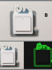 1pc Home Daily Use Wall Switch Sticker Protective Cover With Cartoon Pattern And Glow In The Dark Design - Multicolor - View 5