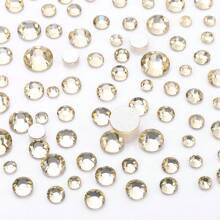 6pcs Light Yellow Silver-Plated Bottom Glass Rhinestones - light yellow - View 1