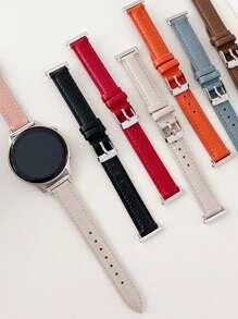 1入女士皮質手錶表帶，適用於華為GT3/GT4/GT2/Watch4/3pro/GT1/Honor GS3i，適用於41/42/46mm，深咖啡色
