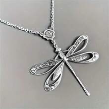 1 件哥德龐克復古蜻蜓吊墜女式項鍊,婚禮派對珠寶禮物