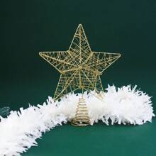 1pc Christmas Tree Topper Star With Iron Wire And Glitter Decor, Large Size - Gold - View 5