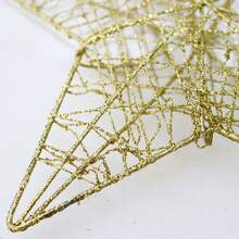 1pc Christmas Tree Topper Star With Iron Wire And Glitter Decor, Large Size - Gold - View 7