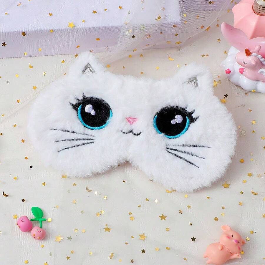 1 Pieza Antifaz Para Niños Con Forma De Gato Blanco - Albaricoque - Ver 1