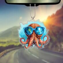 1入組可愛章魚2d亞克力汽車裝飾掛件,後視鏡裝飾掛件,鑰匙扣,節日禮品,汽車掛件,家居鑰匙鍊裝飾,節日女士手提包掛件