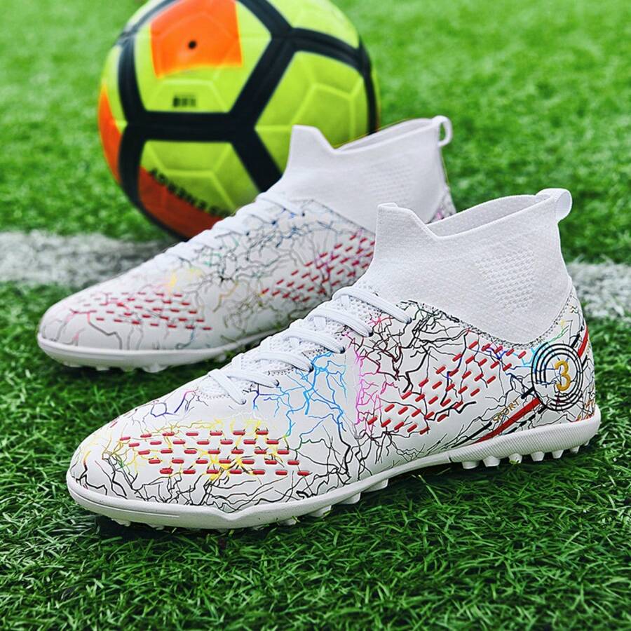 1pair Men's New Indoor Soccer Shoes For 5-A-Side Football Match Training With Detachable Studs Ronaldo Cleats - White - View 1