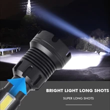 手電筒高亮度可充電,超級明亮的900000流明手電筒帶usb電纜,緊急情況下最亮的led手電筒,高功率手電筒ipx6防水,7種光模式可放大縮小 - 黑色 - 查看 4