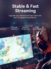 VENTION Cat 6 Ethernet Patch Cable Cat6 LAN Network Cord 360° Rotation Dual-Curved Head Design Ultra Fine High Speed 10Gbps 500Mhz For PC, Laptop, PS4/5, Router, Modem, Printer And More - Pink - View 6