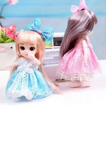 17公分/6.69英寸公主娃娃 - 女孩的完美情人節禮物!,聖誕節禮物,聖誕節玩具 - 藍色 - 查看 3