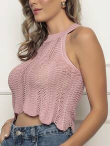 Women Knit Tops - Hồng - Xem 3