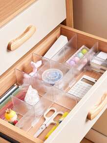 1件/4件套可调节塑料抽屉收纳分隔板套装，透明网格设计，可用于收纳袜子、内衣和围巾，是秋季和节日装饰的理想之选，尤其适合感恩节、圣诞节和新年整理，用时尚实用的收纳方案提升您的卧室和家居装饰格调。 - 4pcs - 查看 6