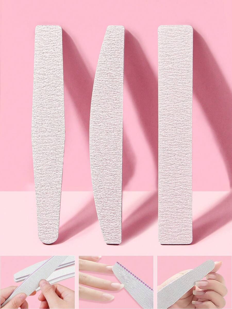 3pcs Gray Sanding Nail Files Set For Nail Art Polishing & Shaping - Silver - View 1