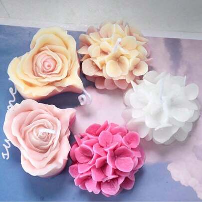 1 件心形玫瑰花香薰蜡烛硅胶模具，手工 DIY 肥皂环氧树脂刺绣球花模具，家居装饰工艺品小饰品，送给家人和朋友的礼物