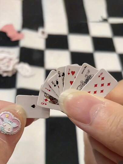 54pcs/set Mini Poker Cards, Suitable For Party Games, Multiplayer Card Games, Miniature Collection, Dollhouse Game Cards, Party Supplies Keychain Pendant
