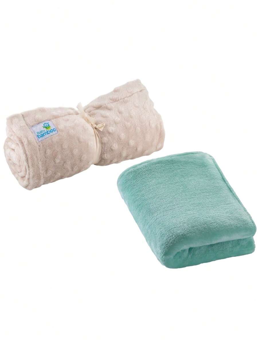 BABYBAMBOO 2 Cobijas Calientitas ( Una Es Con Relieve de Burbuja y Una Lisa) 80x100cm - Beis - Ver 1