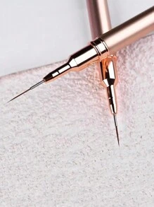 1支专业美甲线条画笔，适用于DIY UV凝胶超细线条勾线笔，金色金属手柄，美甲工具 - 金色 - 查看 3
