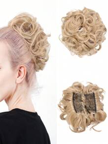 Lộn xộn Tóc búi Kẹp Tóc lên Miếng tóc giả Đối với phụ nữ Quăn Dây buộc tóc Chignon Sợi tổng hợp Ngắn Tóc đuôi ngựa 1 cái ( Vàng ) - Vàng - Xem 1