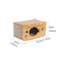 1 件瓦楞紙魚形貓抓板和床一體無碎屑 - 棕色 - 查看 3