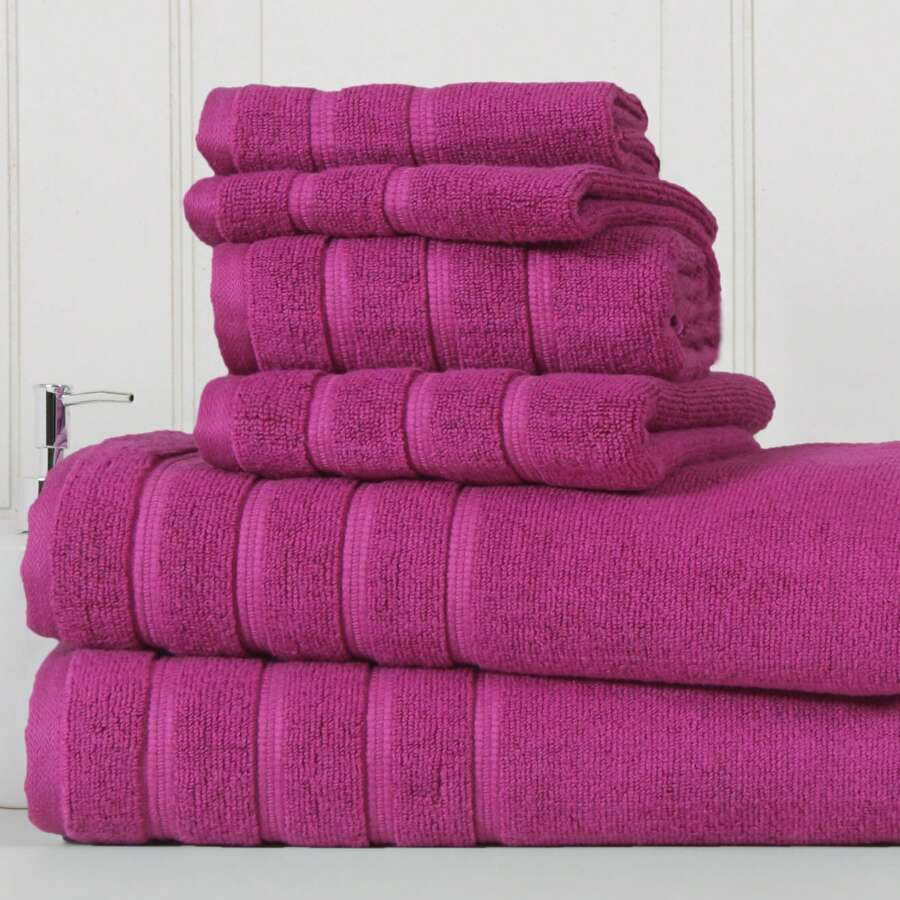 Bibb Home Zero Twist Egyptian Cotton Towel Set - 覆盆子 - 查看 1