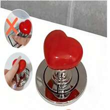 Red Heart Shaped Toilet Push Button, Bathroom Toilet Tank Press Button, Cabinet Drawer Handle With Nail Protection, Home Decoration Button