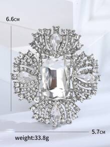 1件合金和水晶玻璃胸針 - 銀色 - 查看 5