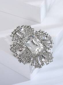 1件合金和水晶玻璃胸針 - 銀色 - 查看 2