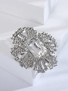 1件合金和水晶玻璃胸針 - 銀色 - 查看 6