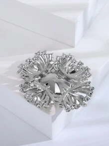 1件合金和水晶玻璃胸針 - 銀色 - 查看 3