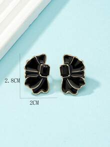 1pair Fashionable Enamel Geometric Stud Earrings, Suitable For Any Occasion - Red - View 8