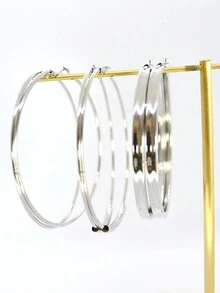 1set European And American Fashionable Platinum Color Earring Set Suitable For Women - Antique Silver - View 1