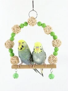 1 件木製鳥鞦韆玩具,牡丹、虎皮和鴛鴦設計,適用於鸚鵡懸掛床用品 - 彩色 - 查看 6