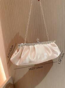 Sac de soirée en satin exquis pour femmes Moonlit EveBag, sac embrayage avec décoration en strass pour événements formels, soirées, robes/costumes et danse, avec poignée à chaîne