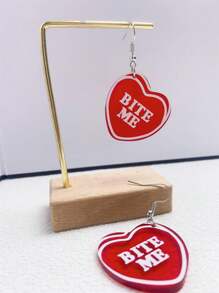 1對紅色心形情人節耳環 - 紅色 - 查看 4