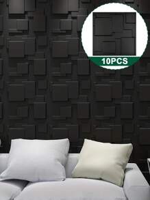 5/10 cái Hình học Textured 3D Dán giấy tường , 30x30cm Tấm ốp tường 3D Hình dán Đối với Nhà  Trang trí - màu đen - Xem 1
