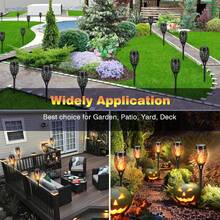 Solar Torch Flame Lights, Multiple Solar Halloween Lights Outdoor Flickering Flames, Solar Powered Waterproof Pathway Lights Landscape Decor Lighting Suitable For Garden, Lawn, Yard, Halloween Decorations - Yellow - View 2