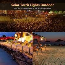 Solar Torch Flame Lights, Multiple Solar Halloween Lights Outdoor Flickering Flames, Solar Powered Waterproof Pathway Lights Landscape Decor Lighting Suitable For Garden, Lawn, Yard, Halloween Decorations - Yellow - View 5