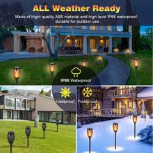Solar Torch Flame Lights, Multiple Solar Halloween Lights Outdoor Flickering Flames, Solar Powered Waterproof Pathway Lights Landscape Decor Lighting Suitable For Garden, Lawn, Yard, Halloween Decorations - Yellow - View 6