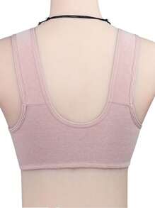 女士前开合无钢圈简约舒适弹力吊带文胸，粉色 - 粉色 - 查看 2