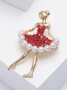 1 件合金芭蕾舞者形狀胸針 - 紅色 - 查看 4