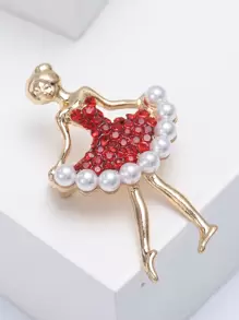 1 件合金芭蕾舞者形狀胸針 - 紅色 - 查看 3