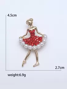 1 件合金芭蕾舞者形狀胸針 - 紅色 - 查看 6